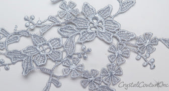 Light Gray Floral Lace Embroidered Applique
