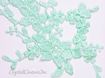 Seafoam Green Floral Lace Embroidered Applique