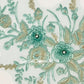 Seafoam Green/Silver Metallic 3D Floral Embroidered Applique
