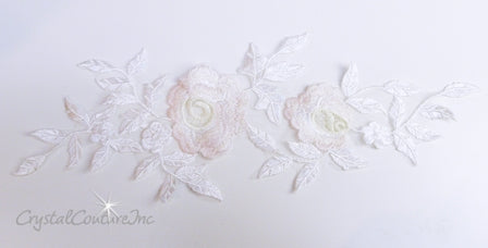 Ivory/Blush Floral Embroidered Applique