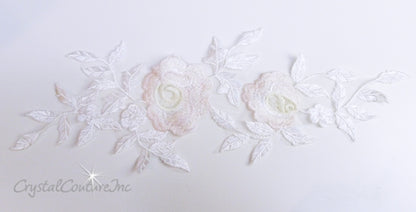 Ivory/Blush Floral Embroidered Applique