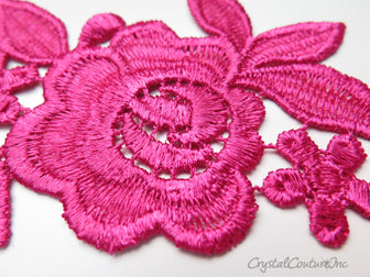Fuchsia Floral Lace Embroidered Applique