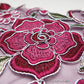 Burgundy/Rose/Green Floral Lace Embroidered Applique
