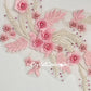 Lt Pink/Ivory 3D Floral Embroidered/Pearl Applique