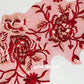 Burgundy/Lt Pink 3D Floral Embroidered Applique