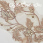 Vintage Pink/Ivory Floral Embroidered Applique with Feathers