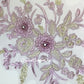 Purple/Silver Metallic 3D Floral Embroidered Applique