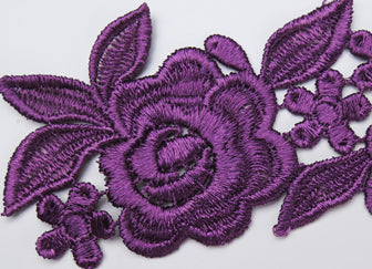 Purple Floral Lace Embroidered Applique