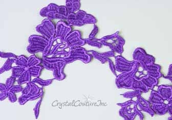 Purple Floral Lace Embroidered Applique