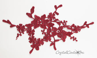 Wine Floral Lace Embroidered Applique