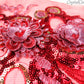 3D Red/Light Pink Embroidered Applique