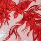 Red Floral/Vine 3D Embroidered Applique