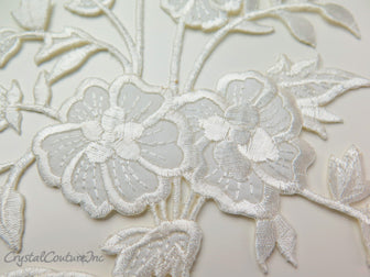 Ivory/White Floral Vine Embroidered Applique