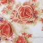 Soft Yellow/Coral 3D Flower Embroidered Applique/Trim