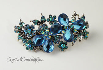 Pear/Flower & AB Rhinestone Barrette