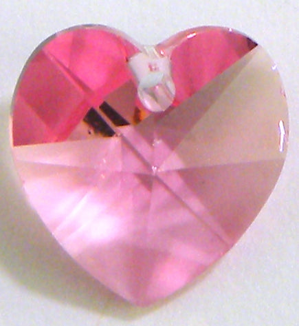 Swarovski Heart Pendant #6228 - Rose 10mm - 12 pieces per bag