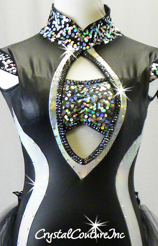 Black Lycra Leotard - Swarovski Lt Siam AB Rhinestones – Crystal Couture