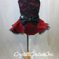 Brick Red and Black Lace Leotard with Bow and Skirt - Rhinestones