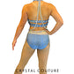 Blue Connected 2 Piece Mock-Neck Top and Trunk/Beaded Skirt - Swarovski Rhinestones