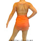 Coral Halter Sheer Mesh Leotard w/ Back Skirt
