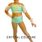 Mint, White, and Pastel Pink Two Piece with Lace and Rhinestones