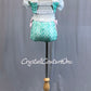 Mint, White, and Pastel Pink Two Piece with Lace and Rhinestones