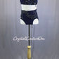 Navy Blue Two Piece Halter and Trunk with Appliques and Rhinestones