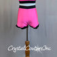 Neon Pink Mock Neck Crop and Shorts with Black Banding