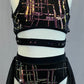 Black Wrap Front Two Piece with Mesh Half Skirt