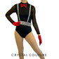 Black Leotard with Red Bowtie and Rhinestoned Suspenders