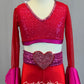 Red and Pink Disco Style Two Piece - Rhinestones