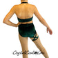 Green Velvet Two Piece Halter Top with Trunks and Strappy Leg Band