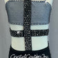 Grey & Black Connected Two Piece with Strappy Side Hip Detail - Rhinestones