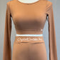 Brown Long Sleeve Top and Wide Leg Pant with Rhinestones