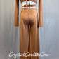 Brown Long Sleeve Top and Wide Leg Pant with Rhinestones