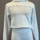 White and Red Hooded Track Suit with Netting - Rhinestones
