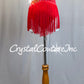 Red Halter Leo with Fringe Skirt and Orange Appliques - Rhinestones
