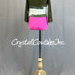 Olive Green and Neon Pink Soldier Two Piece with Rhinestones