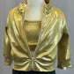 Gold Elbow Length Zip Up Jacket with Trunks - Rhinestones