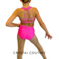 Custom Bright Pink Halter Two Piece with Strappy Back and Rhinestones