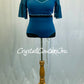 Teal Two Piece with Mesh and Flutter Sleeves - Rhinestones