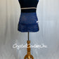 Denim High Neck Mini Dress with Bronze Detailing - Rhinestones