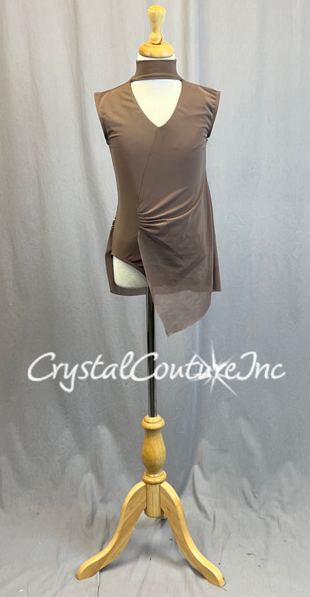 Light Brown Chiffon and Lycra Color Block Leo with Light Brown Chiffon –  Crystal Couture