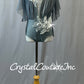 Gray Leotard with Shimmer Mesh Overlay and Flutter Sleeve - Rhinestones and Appliques