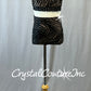 Two Piece Top and High Waisted Trunk with Black Swirled Netting - Rhinestones