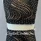 Two Piece Top and High Waisted Trunk with Black Swirled Netting - Rhinestones