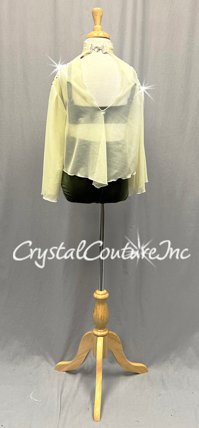 Ivory Flounce Top with Olive Green Velvet Two Piece - Rhinestones