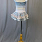Baby Blue Lace Two Piece with Ruffled Skirt and Sleeves - Rhinestones
