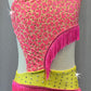 Pink & Yellow Animal Print Connected Two Piece with Fringe - Rhinestones