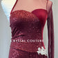 Maroon Asymmetrical Biketard with Mesh & Half Skirt